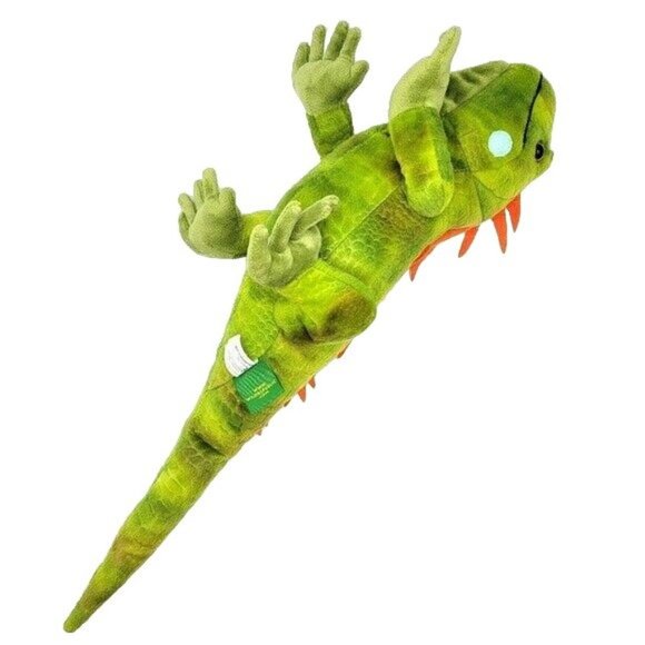 Wild Republic Cuddlekins Realistic Iguana Plush Green Orange 24" Lizard Reptile - Picture 8 of 12